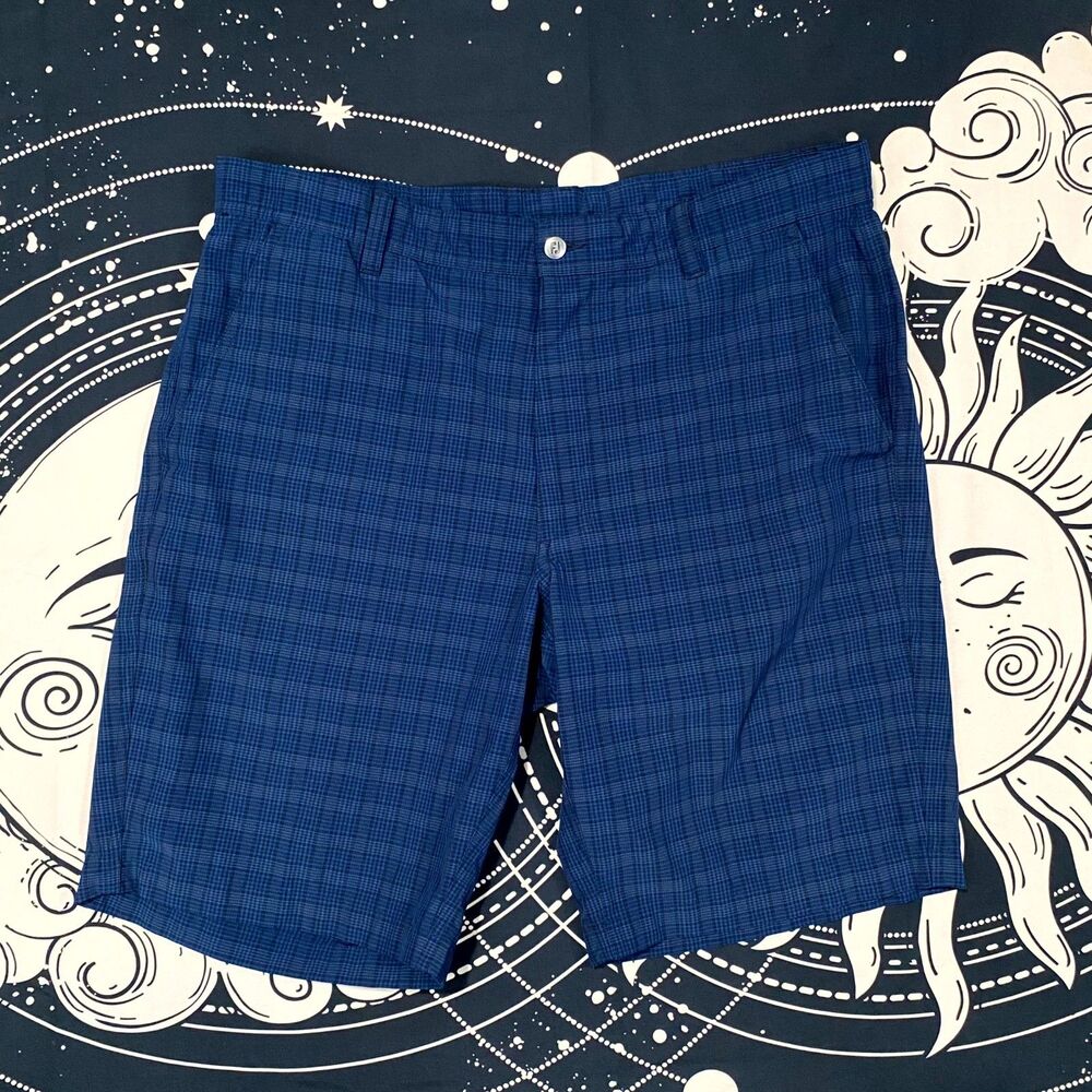 Footjoy Shorts Men's 36 Blue Plaid Golf Performance Sports Stretch Preppy
